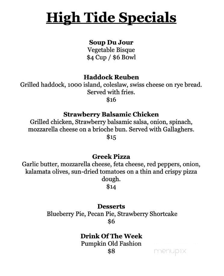 High Tide Restaurant - Brewer, ME menu_pic