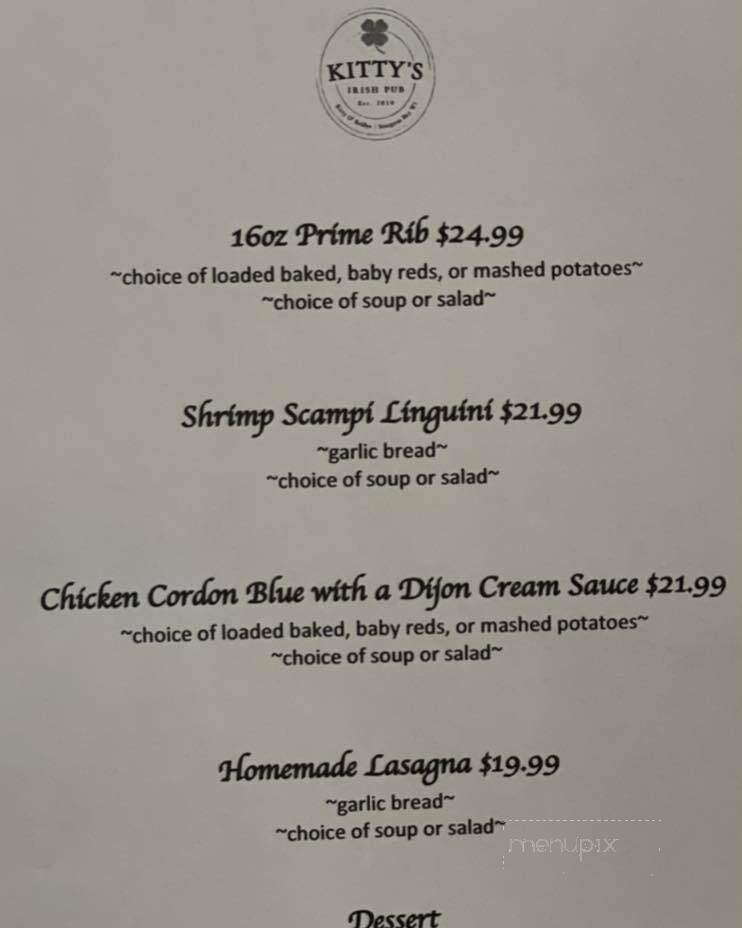 Kitty O'Reillys Irish Pub - Sturgeon Bay, WI menu_pic