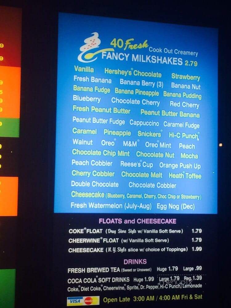 Cook Out - Anderson, SC menu_pic