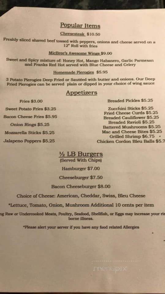 Crosstown Tavern - Starlight, PA menu_pic