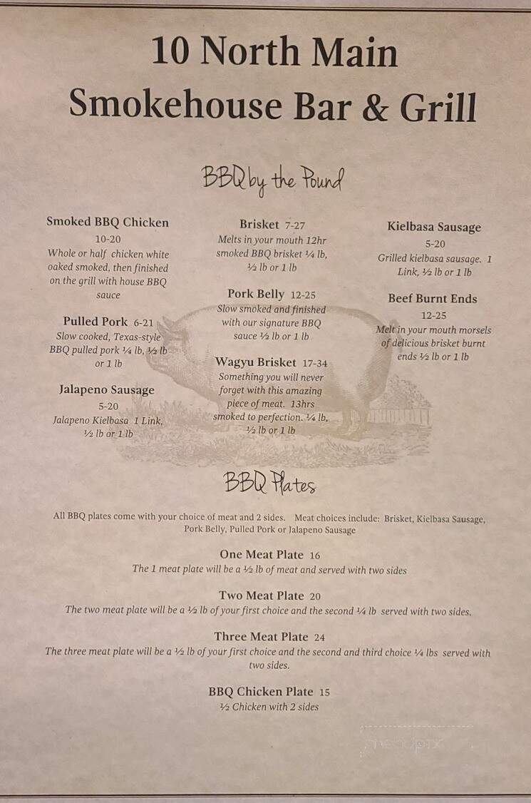 10 North Main - Minot, ND menu_pic