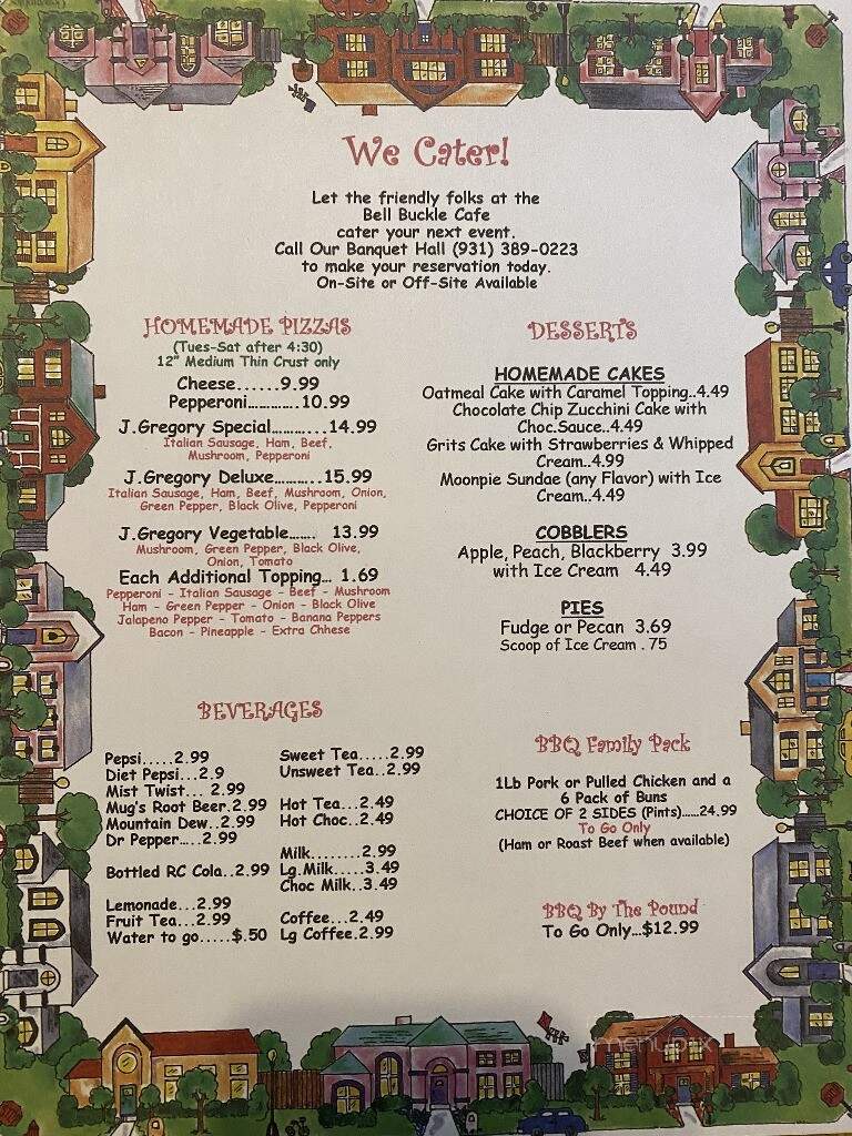 Bell Buckle Cafe - Bell Buckle, TN menu_pic
