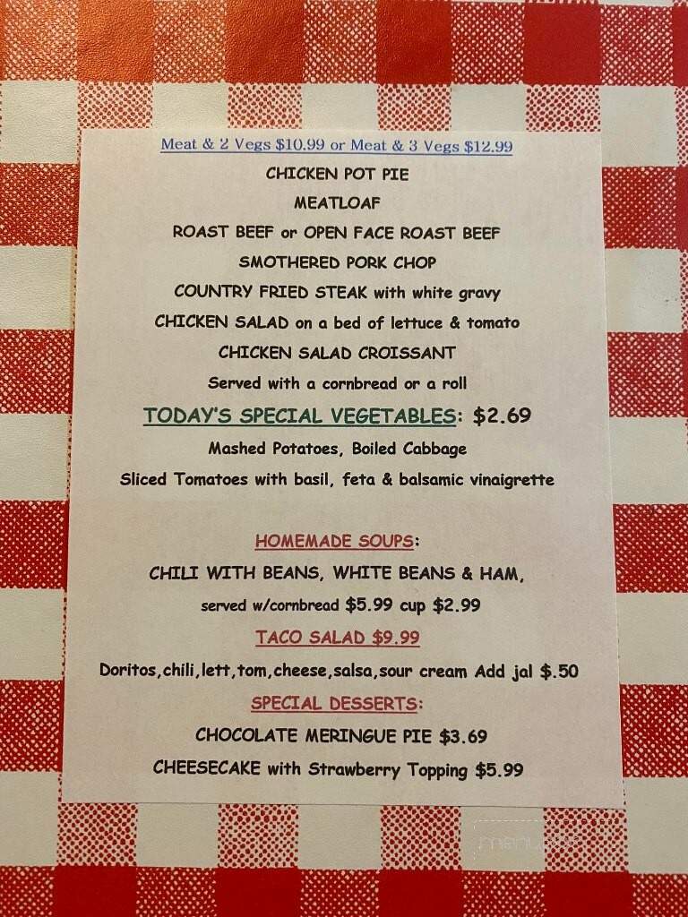 Bell Buckle Cafe - Bell Buckle, TN menu_pic