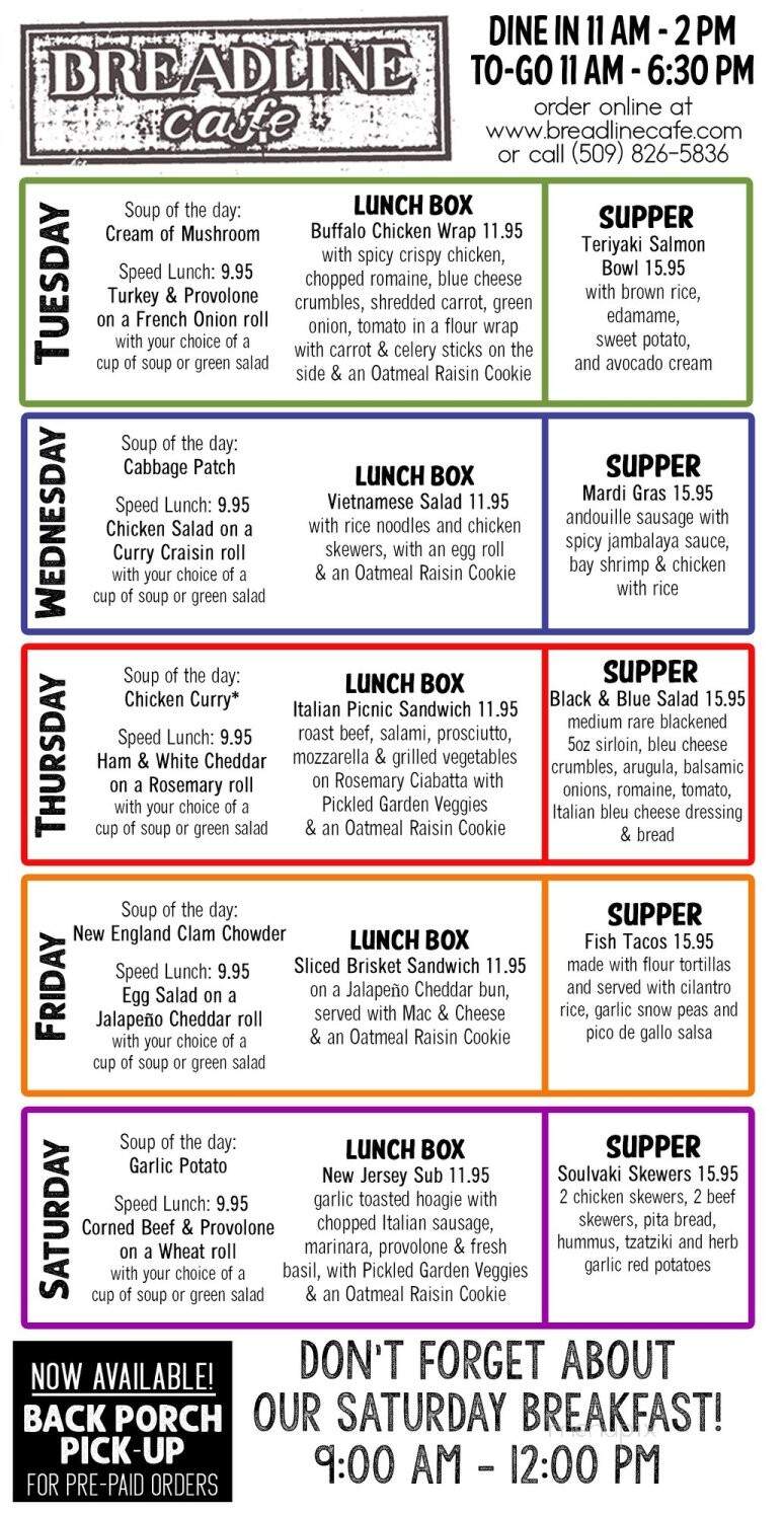 Breadline Cafe - Omak, WA menu_pic