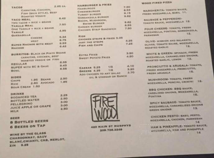 Firewood - Murphys, CA menu_pic