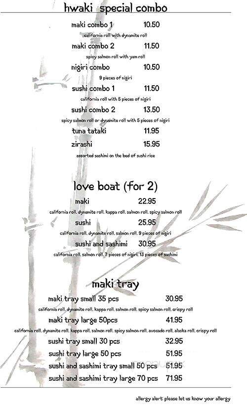 Hwaki - Kingston, ON menu_pic