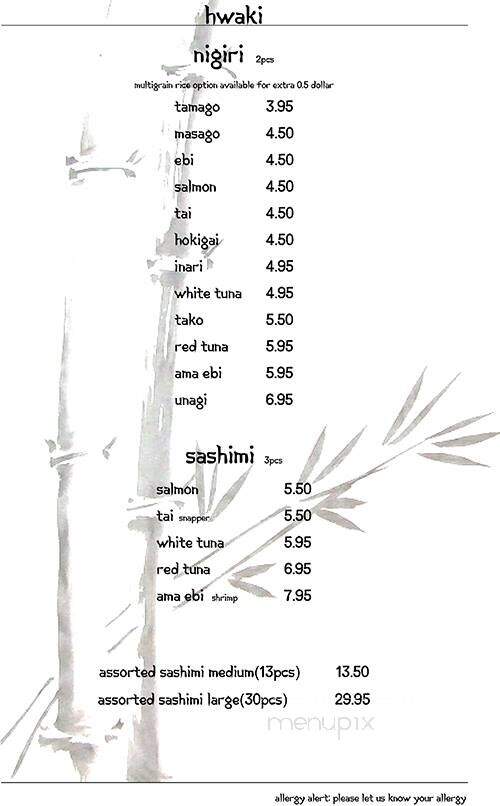 Hwaki - Kingston, ON menu_pic