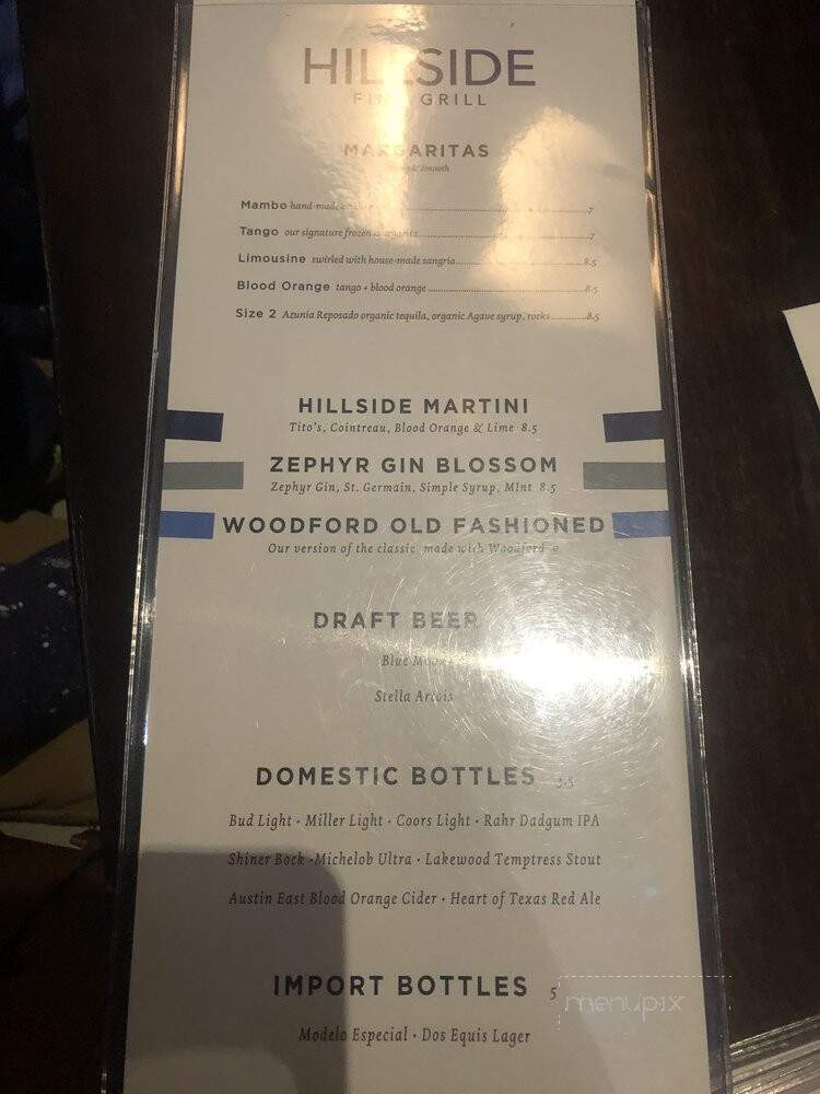 Hillside Fine Grill - Highland Village, TX menu_pic