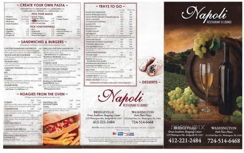 Napoli - Washington, PA menu_pic