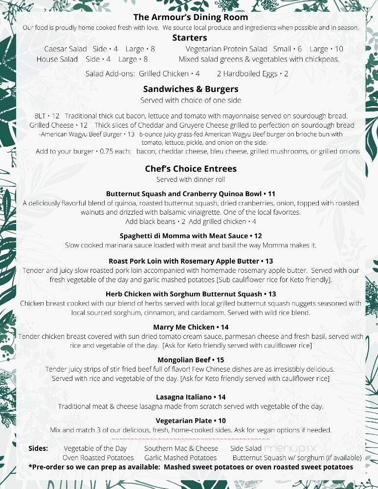 Armour's Hotel - Red Boiling Springs, TN menu_pic