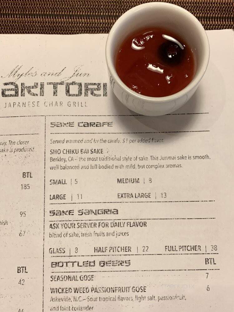 Myles and Jun Yakitori - Summerville, SC menu_pic