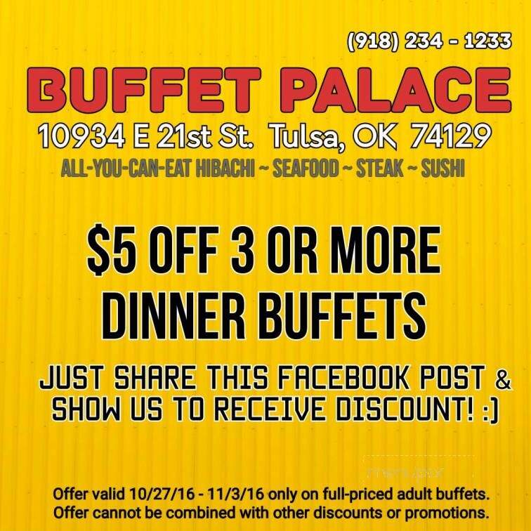 Online Menu of Buffet Palace, Tulsa, OK