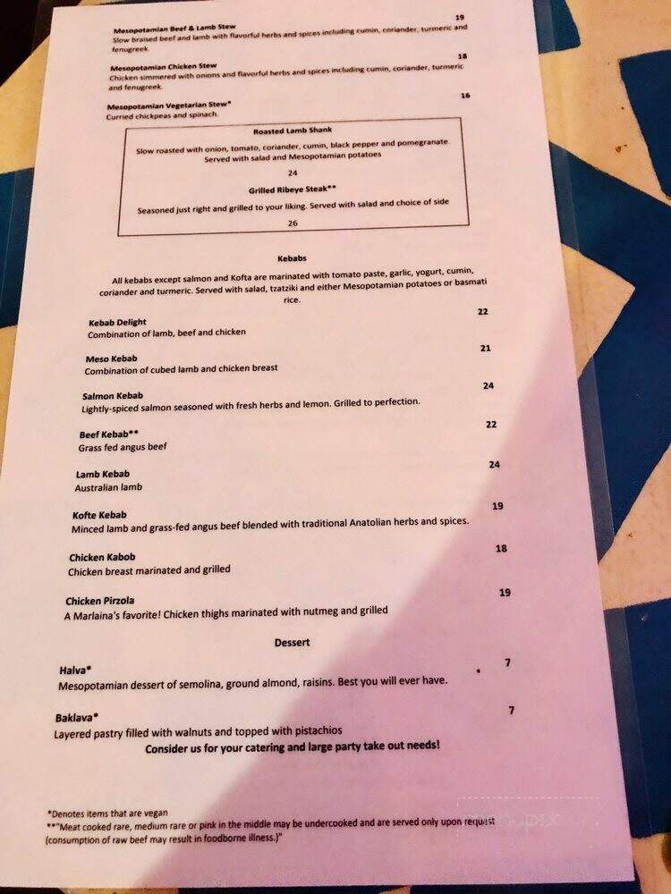 Marlaina's Mediterranean Kitchen - Burien, WA menu_pic