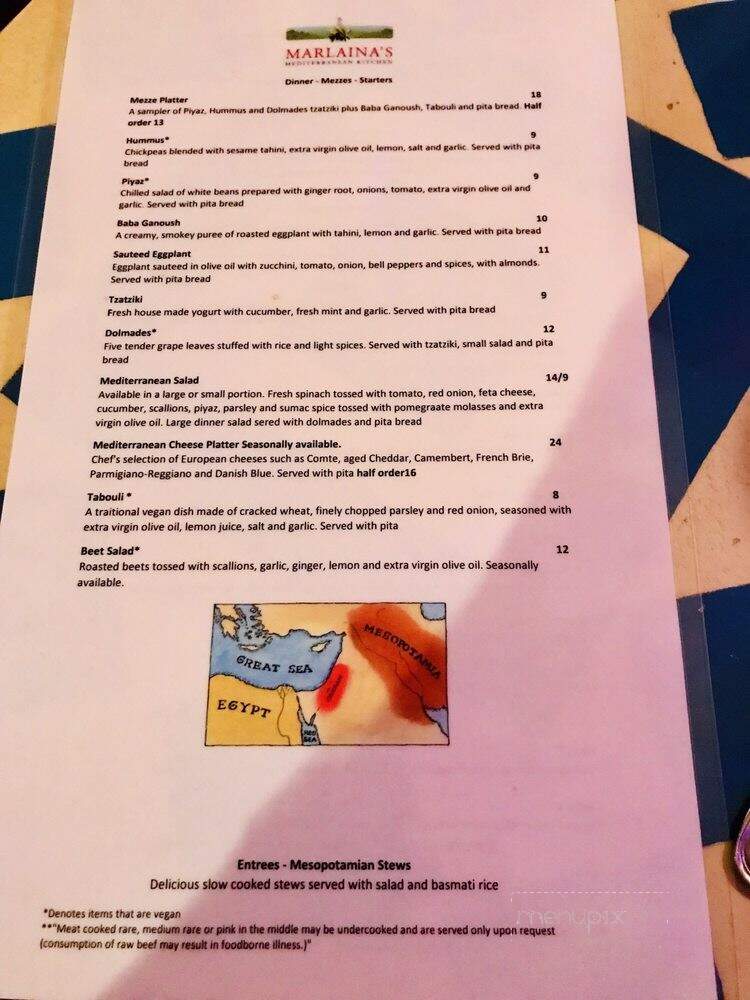 Marlaina's Mediterranean Kitchen - Burien, WA menu_pic