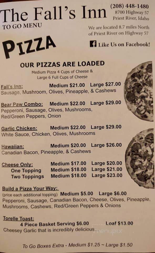 Falls Inn - Priest River, ID menu_pic