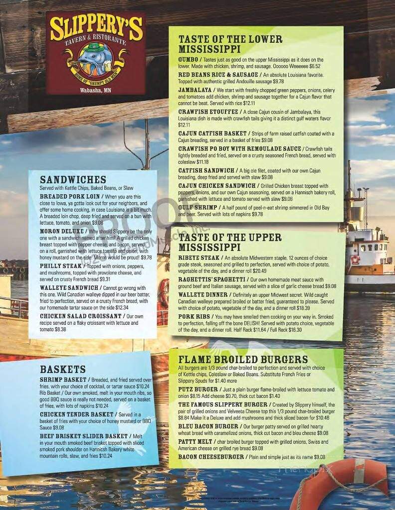 Slippery's Bar & Grill - Wabasha, MN menu_pic