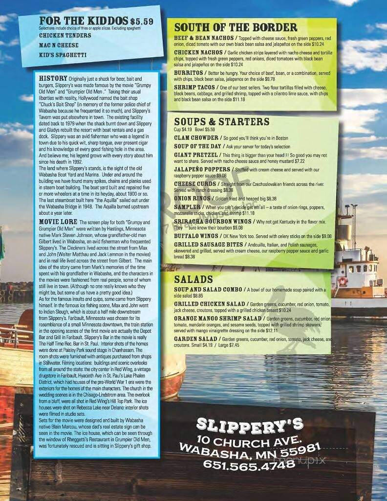 Slippery's Bar & Grill - Wabasha, MN menu_pic