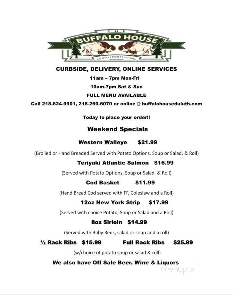 Buffalo House - Proctor, MN menu_pic