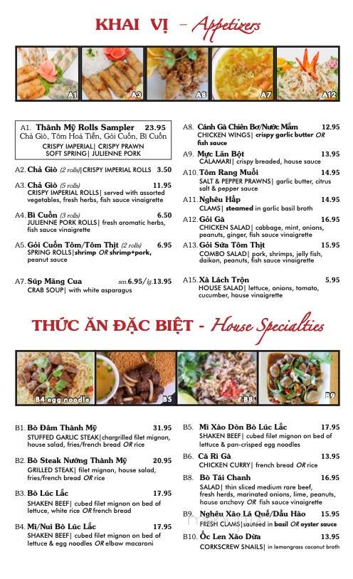 Thanh My Restaurant - Westminster, CA menu_pic