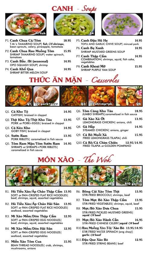Thanh My Restaurant - Westminster, CA menu_pic