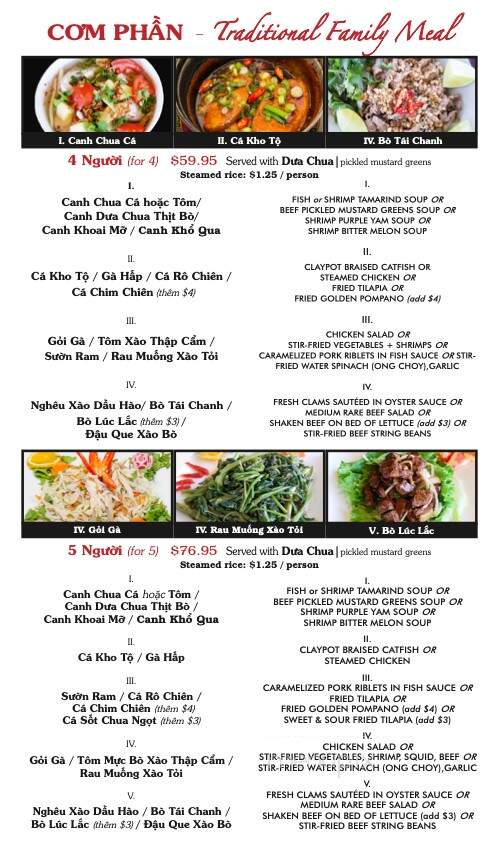 Thanh My Restaurant - Westminster, CA menu_pic