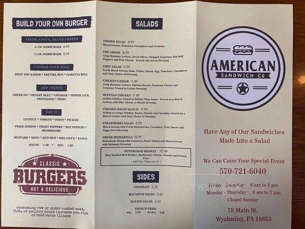 American Sandwich - Wyalusing, PA menu_pic