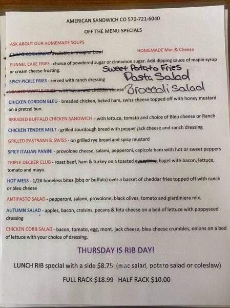American Sandwich - Wyalusing, PA menu_pic