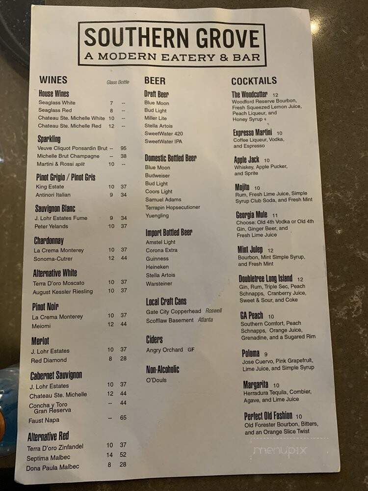 Southern Grove - Atlanta, GA menu_pic