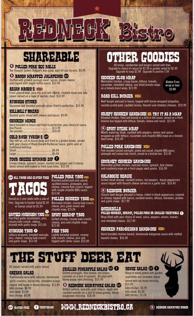 Redneck Bistro - Calabogie, ON menu_pic