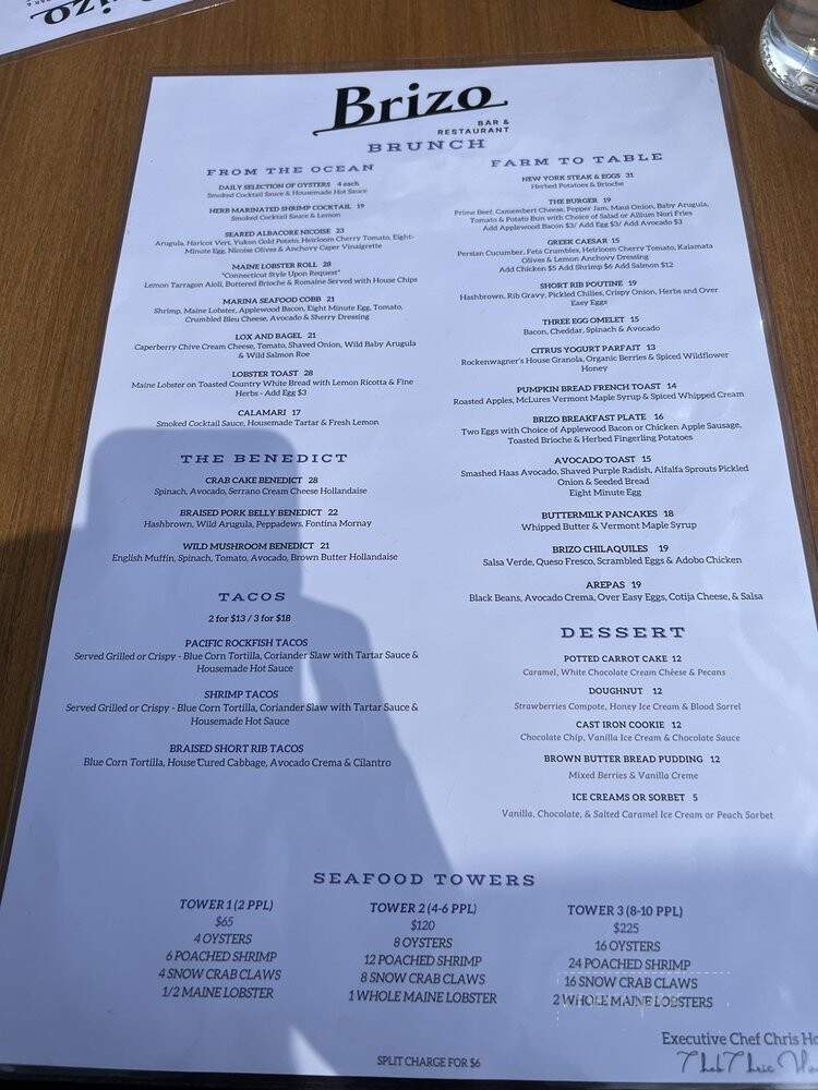 Brizo Bar & Restaurant - Marina del Rey, CA menu_pic