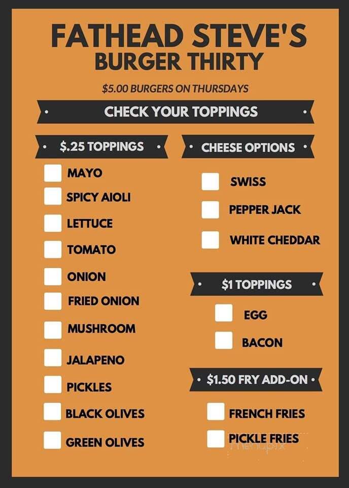 Fathead Steve's - La Crosse, WI menu_pic