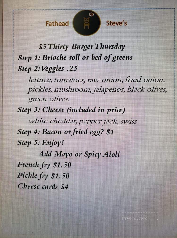 Fathead Steve's - La Crosse, WI menu_pic
