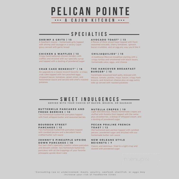 Pelican Pointe - Lufkin, TX menu_pic