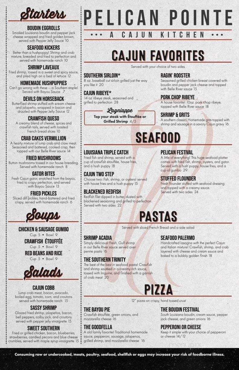 Pelican Pointe - Lufkin, TX menu_pic