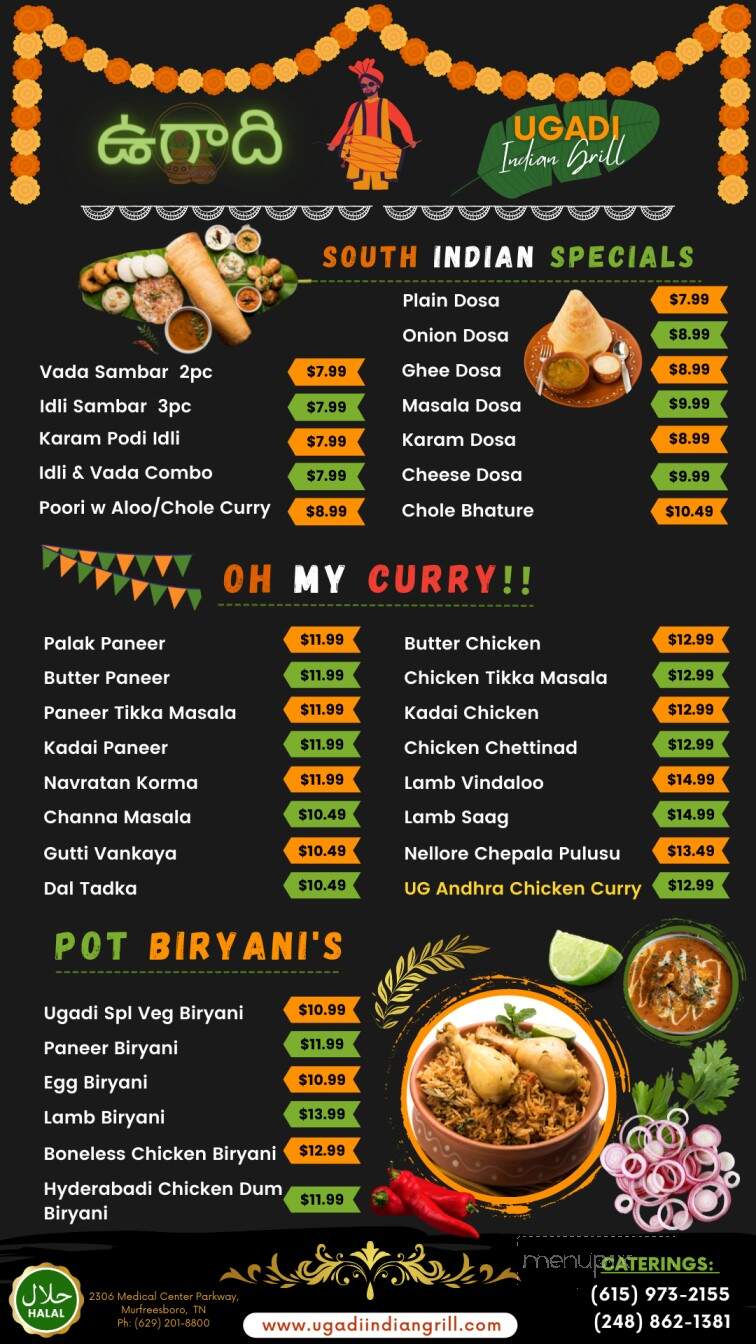 Ugadi Indian Grill - Murfreesboro, TN menu_pic