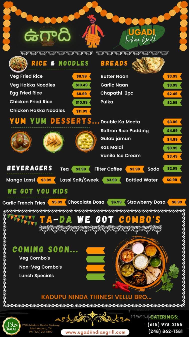 Ugadi Indian Grill - Murfreesboro, TN menu_pic