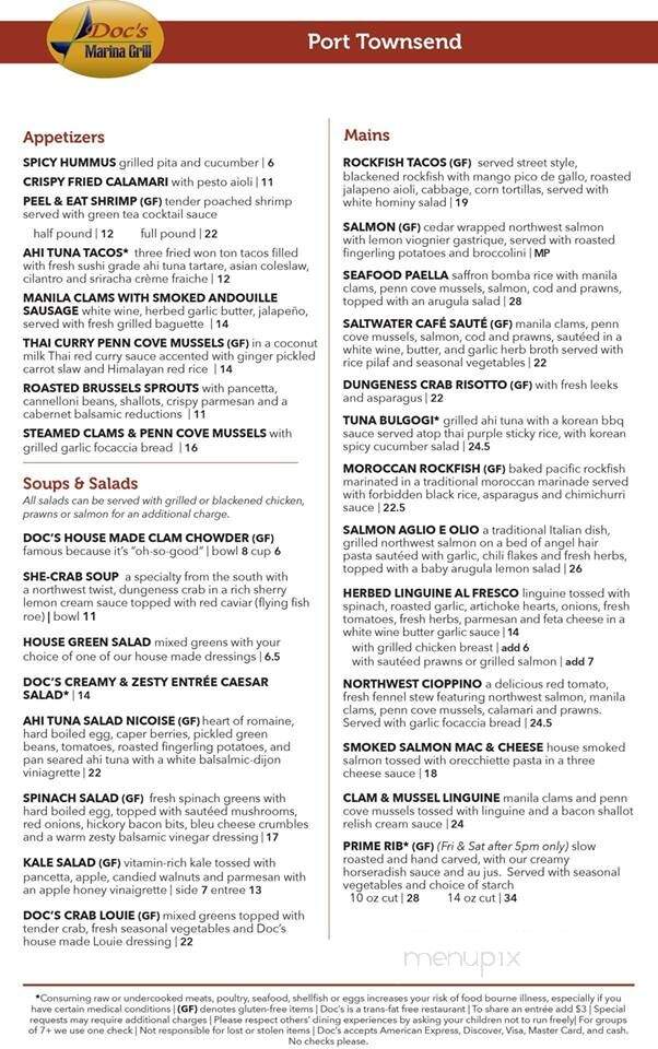 Doc's Marina Grill - Port Townsend - Port Townsend, WA menu_pic