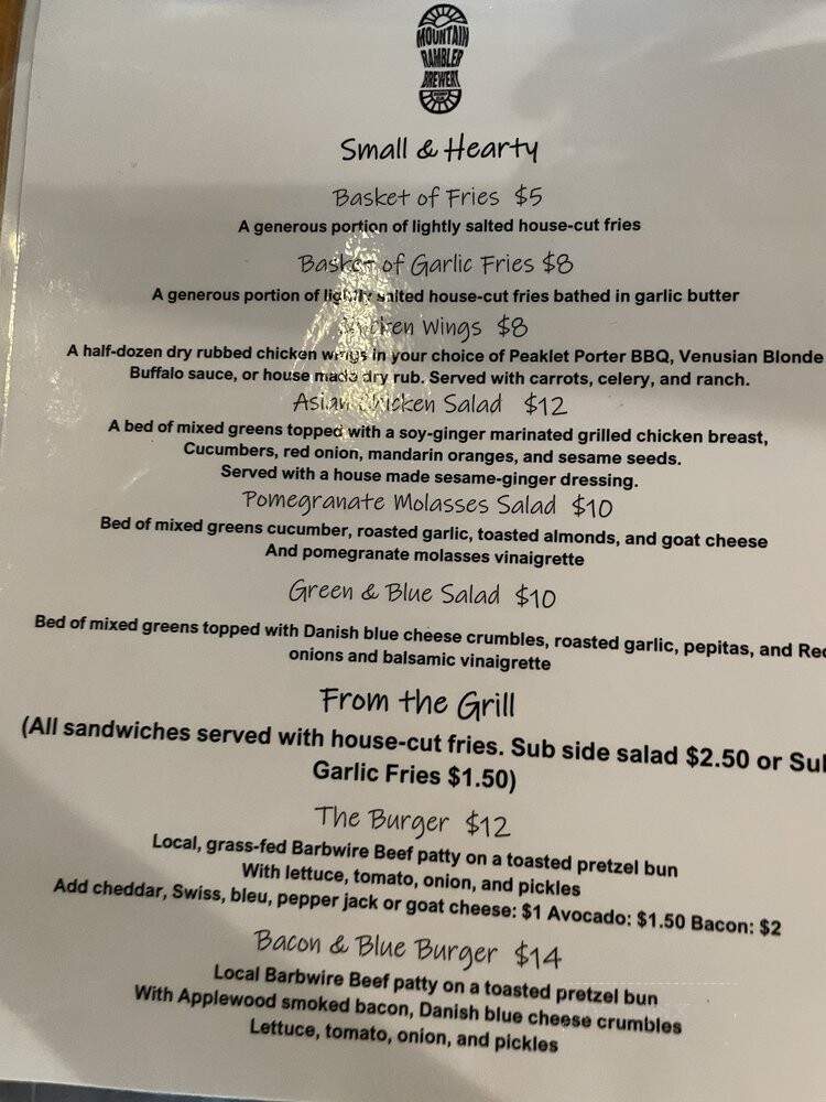 Mountain Rambler Brewery - Bishop, CA menu_pic