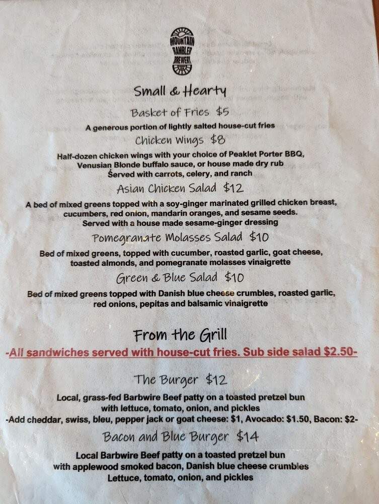Mountain Rambler Brewery - Bishop, CA menu_pic