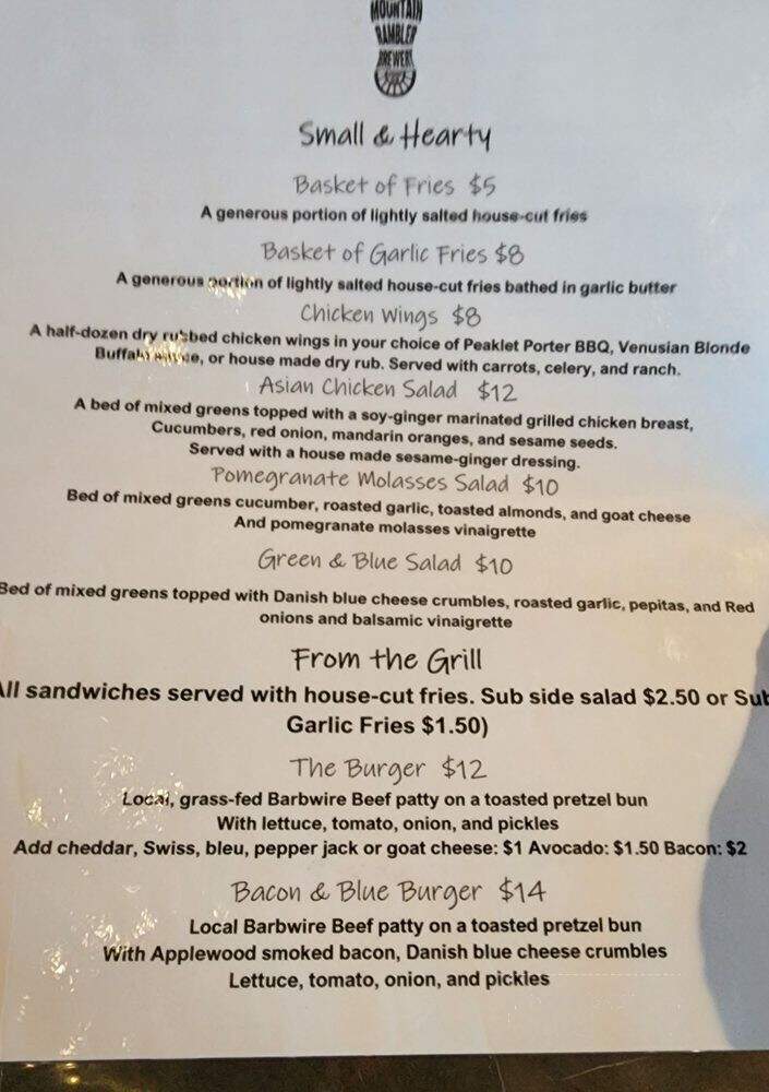 Mountain Rambler Brewery - Bishop, CA menu_pic
