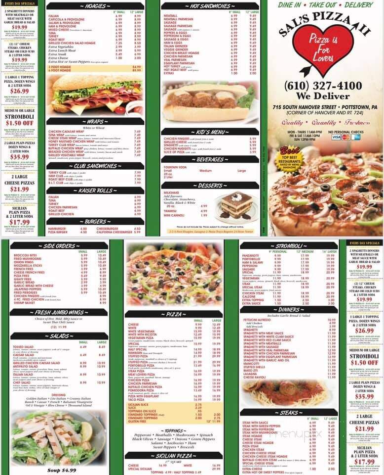 Sal's Pizza 2 - Pottstown, PA menu_pic