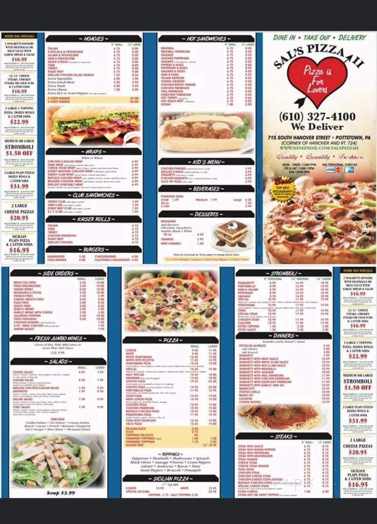 Sal's Pizza 2 - Pottstown, PA menu_pic