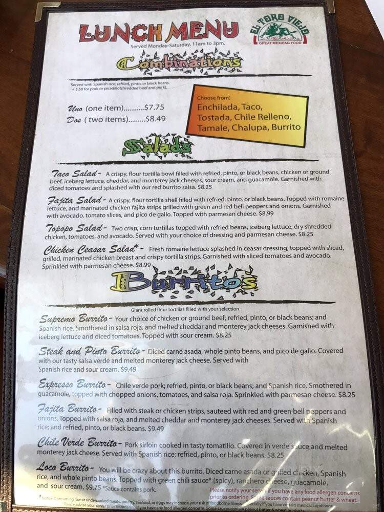El Toro Viejo - Logan, UT menu_pic