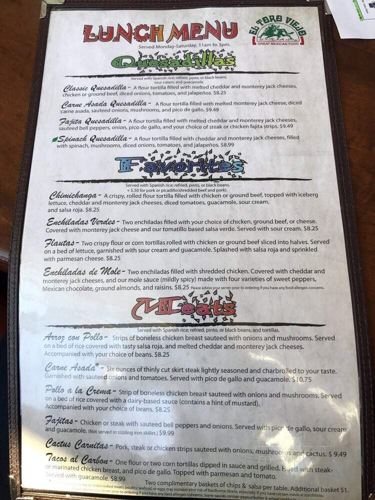 El Toro Viejo - Logan, UT menu_pic