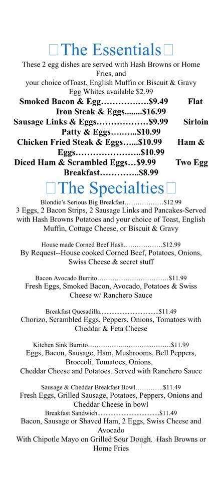 Blondie's Grill - Running Springs, CA menu_pic