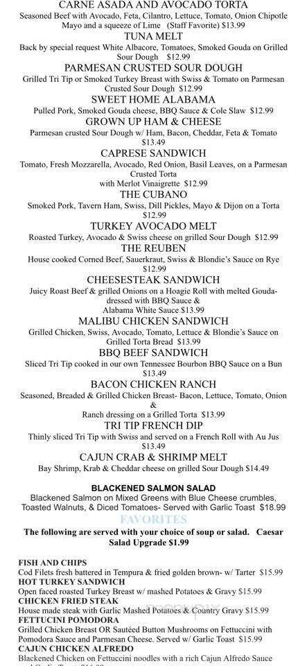 Blondie's Grill - Running Springs, CA menu_pic