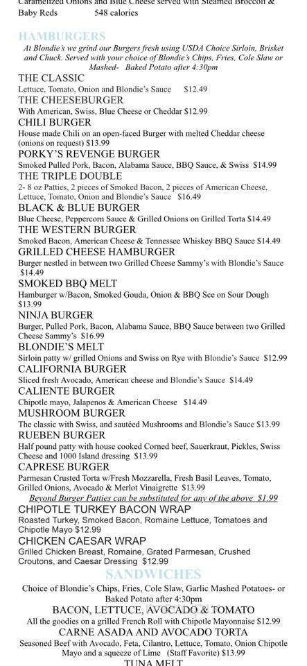 Blondie's Grill - Running Springs, CA menu_pic