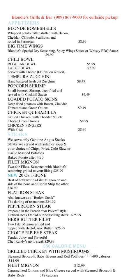 Blondie's Grill - Running Springs, CA menu_pic