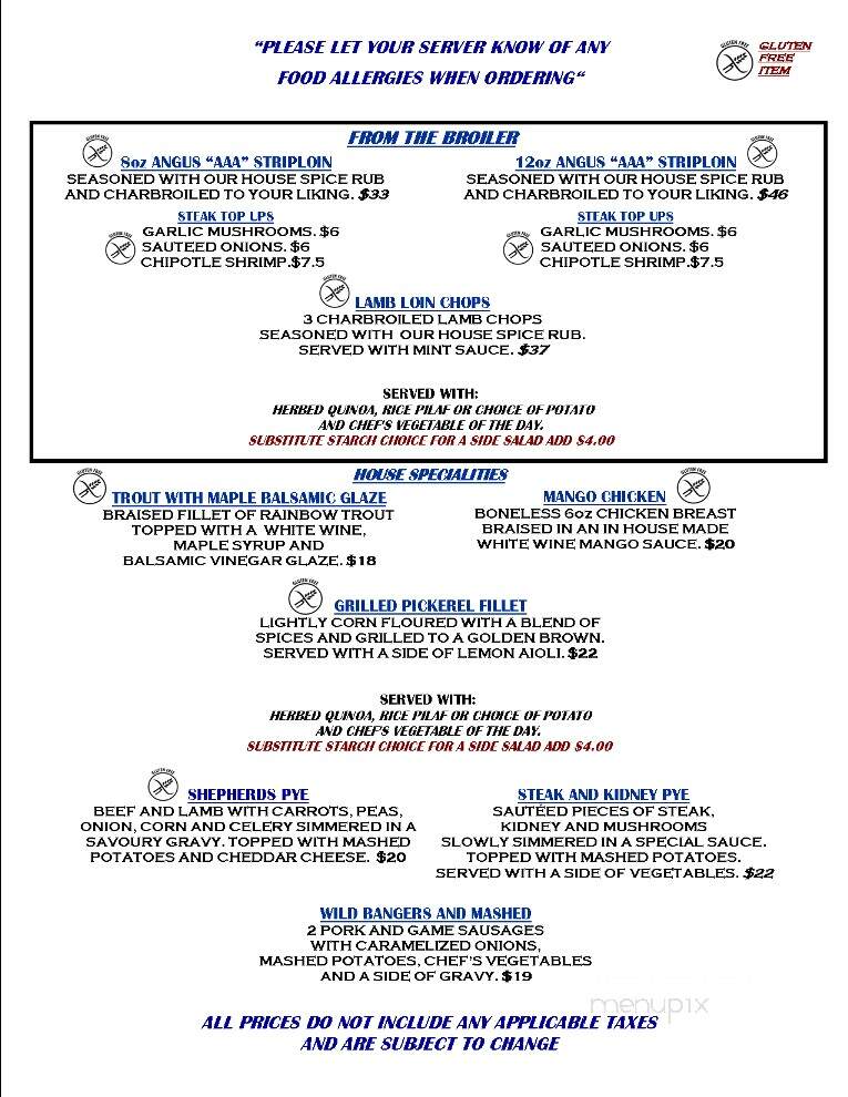 Tanner's Inn and Dining - Magnetawan, ON menu_pic