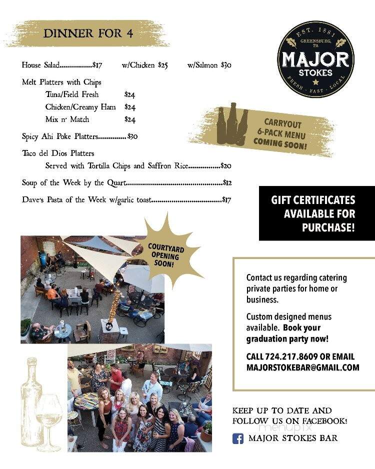 Major Stokes - Greensburg, PA menu_pic
